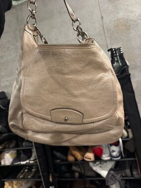 Coach Pebbled Leather Shoulder Bag in Taupe